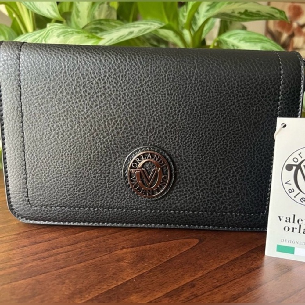 Valentino Orlandi Black Vegan Leather Adjustable Purse